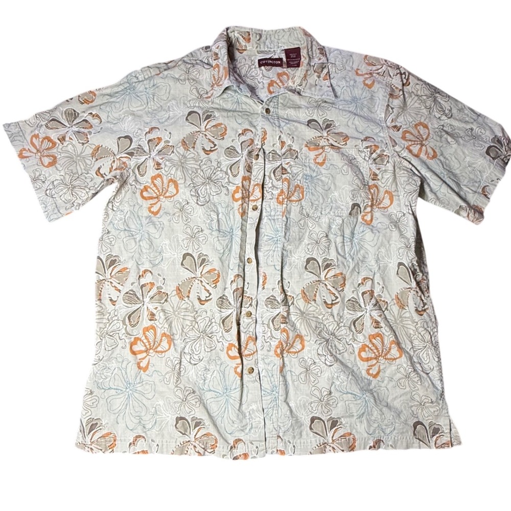 Covington Floral Button Up Short Sleeve Casual Shirt XL‎